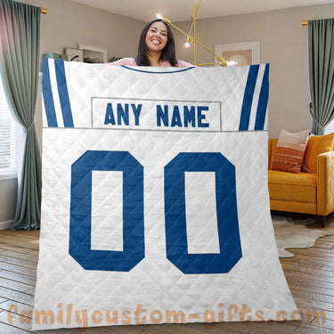 Custom Premium Quilt Blanket Indianapolis Jersey American Football Personalized Quilt Gifts for Her & Him